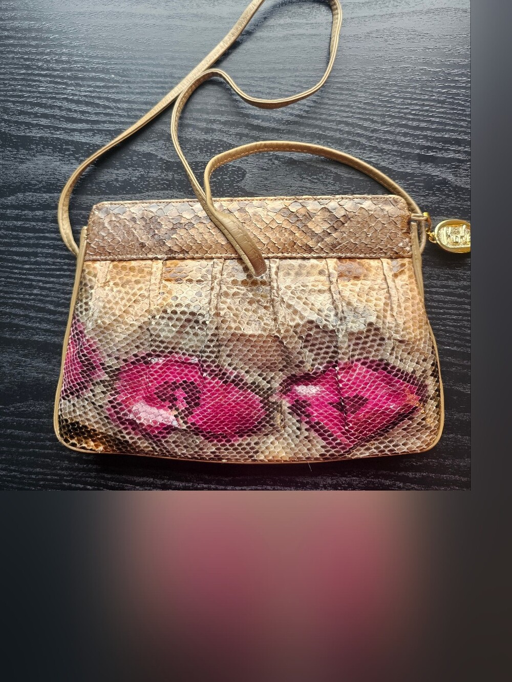 Marle VINTAGE Snakeskin Print Crossbody Purse OS